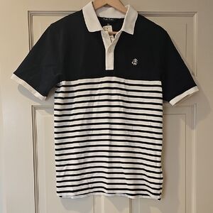 Original Penguin Navy and White Striped Polo Shirt